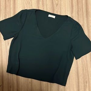 Dark Green Babaton Cropped Blouse